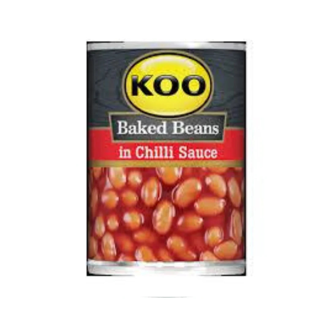 KOO Baked Beans in Chilli Sauce 410g The South African Shop