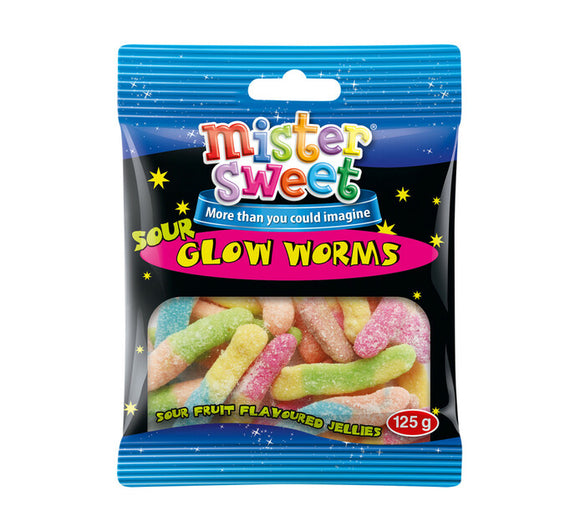 Mister Sweet Sour Glow Worms 125g