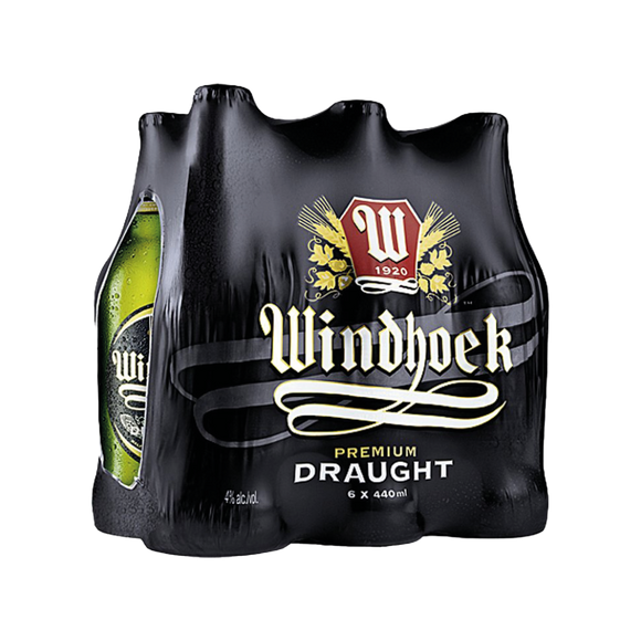 Windhoek Draught Bottles 6 Pack 440ml