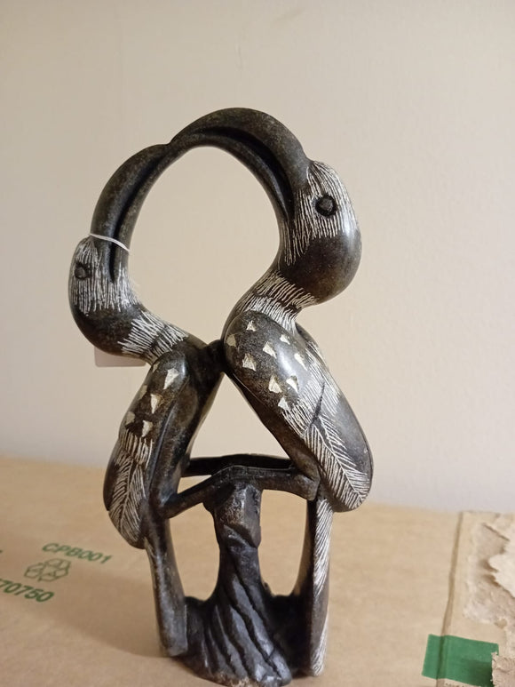 Two Hornbills Crafted from Soapstone (Medium)