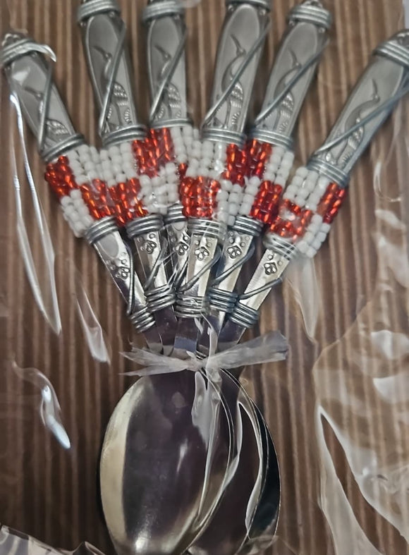 Beaded Teaspoons Bird Engraved - 6 per pack