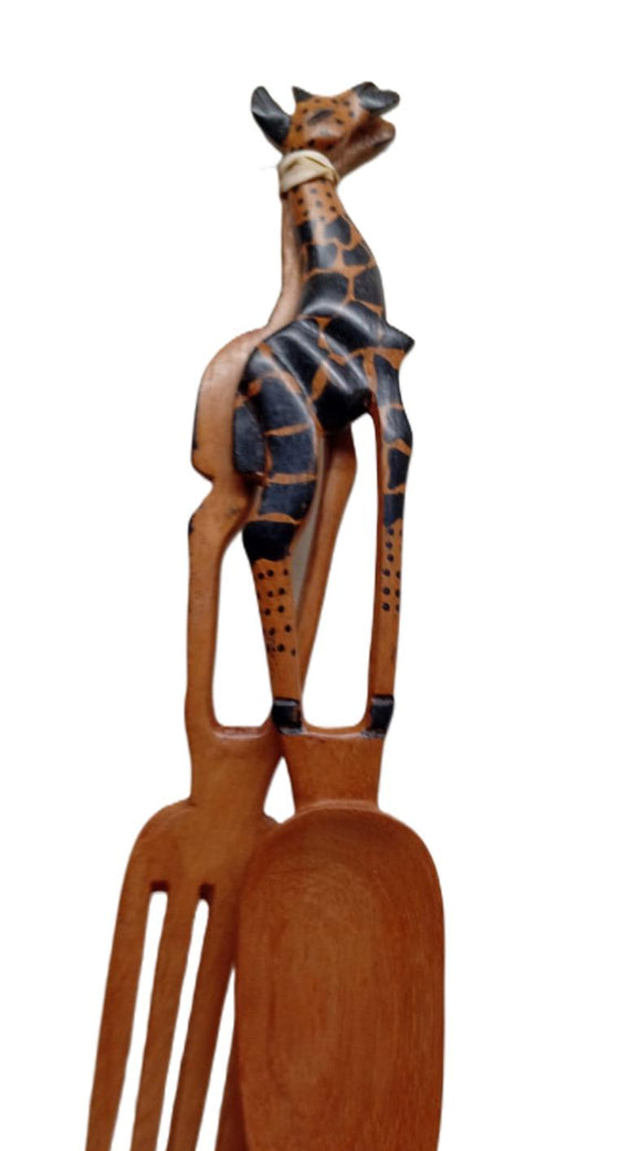 Wooden Giraffe Salad Utensils