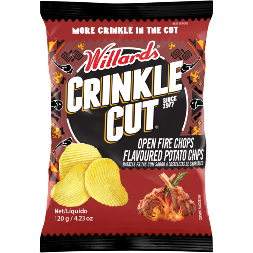 Willards Crinkle Cut Open Fire Chops Chips 120g