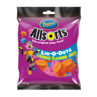 Beacon Allsorts Liq-O-Dots Liquorice Flavoured Jubes 150g
