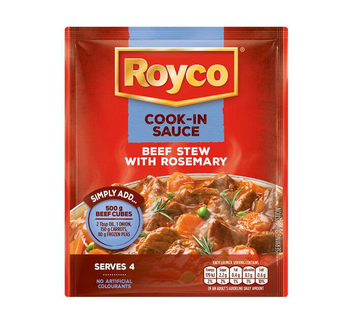 Royoco Rice Sauce Royco Dry Cook-in-Sauce Beef Stew with Rosemary 48g – The South African ...