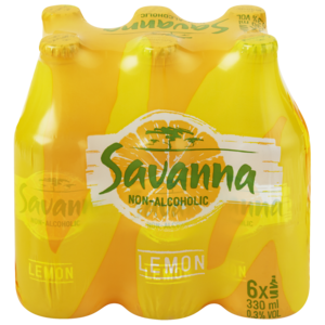 Savanna Lemon Premium Cider Non Alcohol Bottles 6 Pack