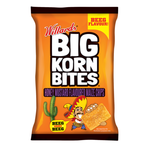 Willards Big Korn Bites Honey Mustard Flavoured Maize Chips 120g