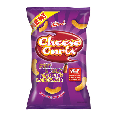 Willards Cheese Curls Fruit Chutney Flavoured Maize Snack 150g