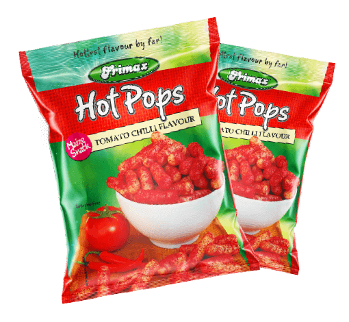 Frimax Hot Pops Maize Snack Tomato Chilli Flavoured 100g